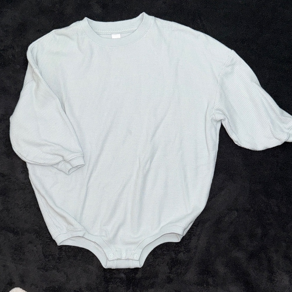 Tones 3T waffle romper sky blue